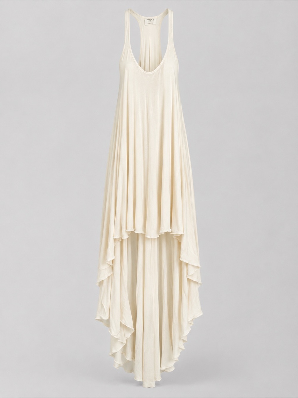 Moule Gorfam Ivory Layered Drape Maxi Dress Boho Festival Beach One Size Resort